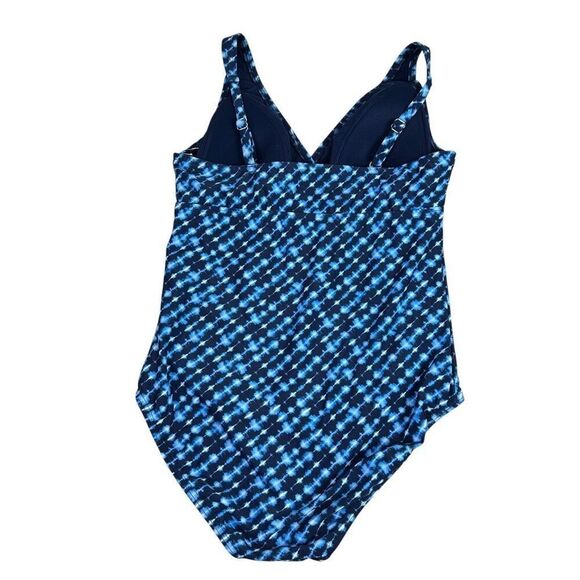 Lands End Tummy Control One Piece Swimsuit Size Medium 10-12 Blue NEW - Picture 2 of 7